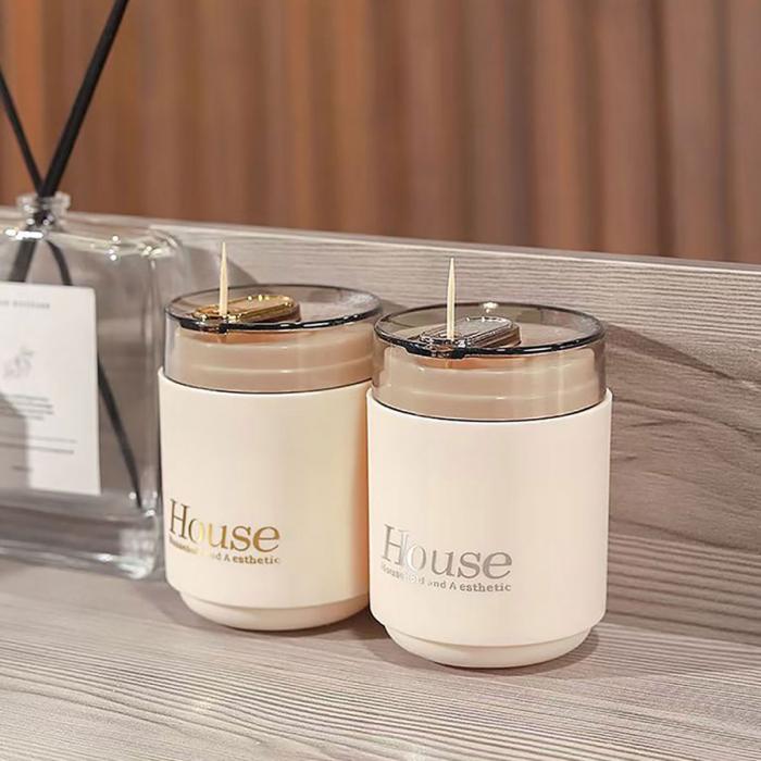 奶油風(fēng)自動牙簽筒